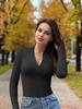 Women's Ribbed Knit Long Sleeve Front Zipper Thumbhole T-Shirt Jacket