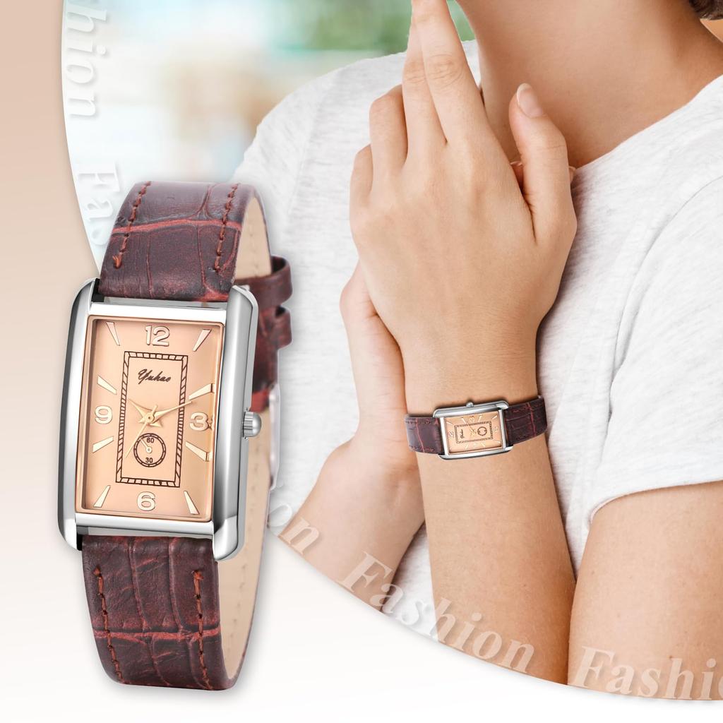 Stylish and waterproof square Antique analog PU leather perfect for quartz and accessories ideal for or as a gift for your women's watch display,