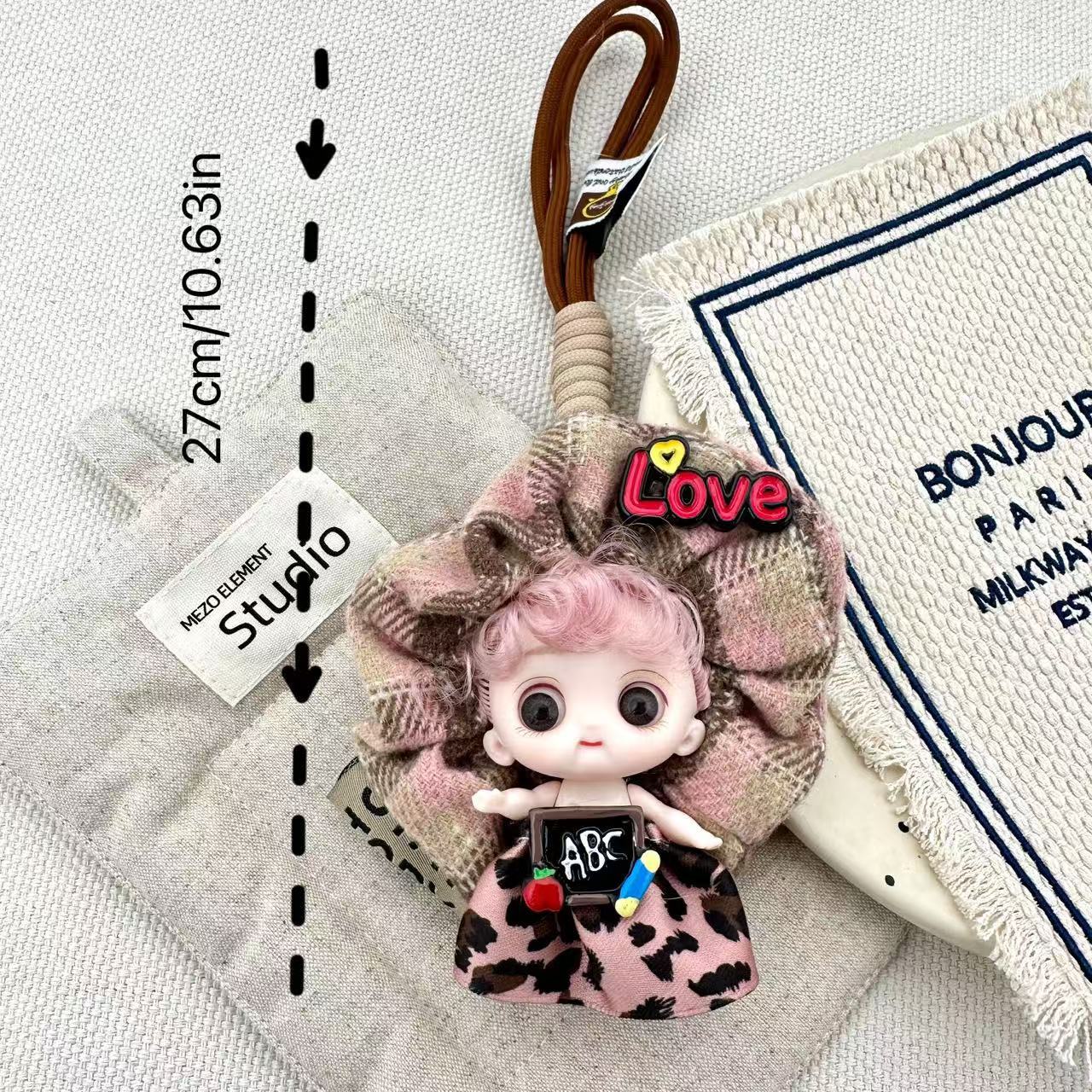 

Cute Spice Girls Leopard Print Dress Maruko Princess Doll Toy Keychain 1/12 BJD Doll Joints Movable Backpack Decor Pendant Gift