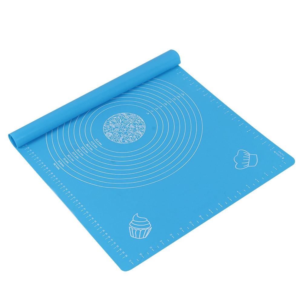 64x45cm High Temperature Resistant Non-Stick Silicone Dough Mat with Scale Baking Tool(Blue )