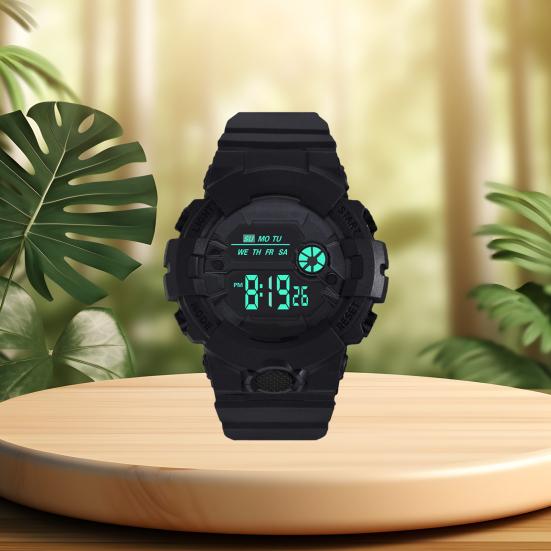 LED Electronic Watch Waterproof Anti-slip Adjustable Strap Round Dial Kids Students Casual Sports Digital Wristwatch Birthday Gift