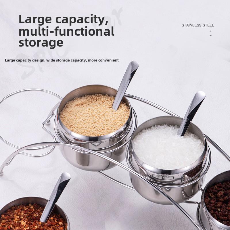 Household 304 stainless steel seasoning tank Buffet Restaurant Hotel Korean gold seasoning salt tank Seasoning storage tank