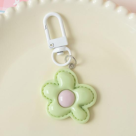 6Pcs Keychain Imitation Leather Texture Flower Shape Keychain Pendant with Alloy Buckle Mobile Phone Bag Hanging Ornament