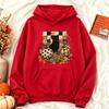 Black Cat Pumpkin Fall Checkered Graphic Hoodie Women Casual Long Sleeve Pullover Vintage Halloween Autumn Holiday Gift Top