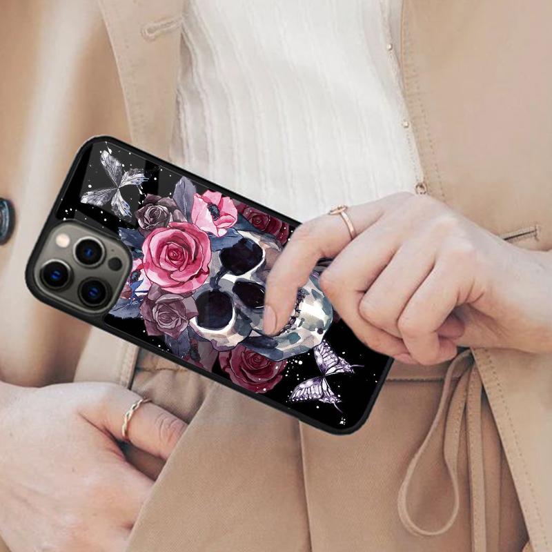 Skull Pink Roses Magnetic Phone Case For APPLE iPhone 17 Air 16 14 13 12 Pro Max 15 Plus Wireless Charge With MagSafe Cover