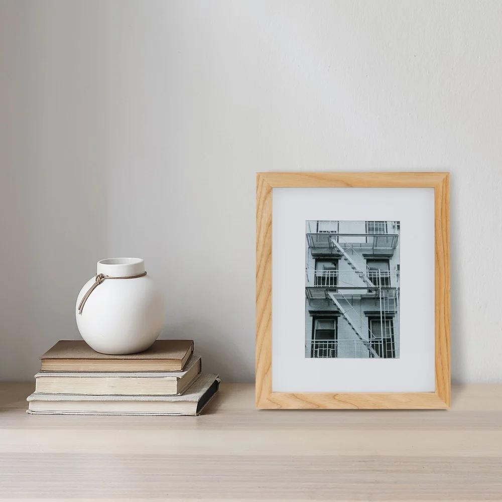 8x10 Matted Wood Gallery Picture Frame 5x7 Photos Durable Sturdy Construction Wall/Tabletop Display Easy Open Tabs Home Decor