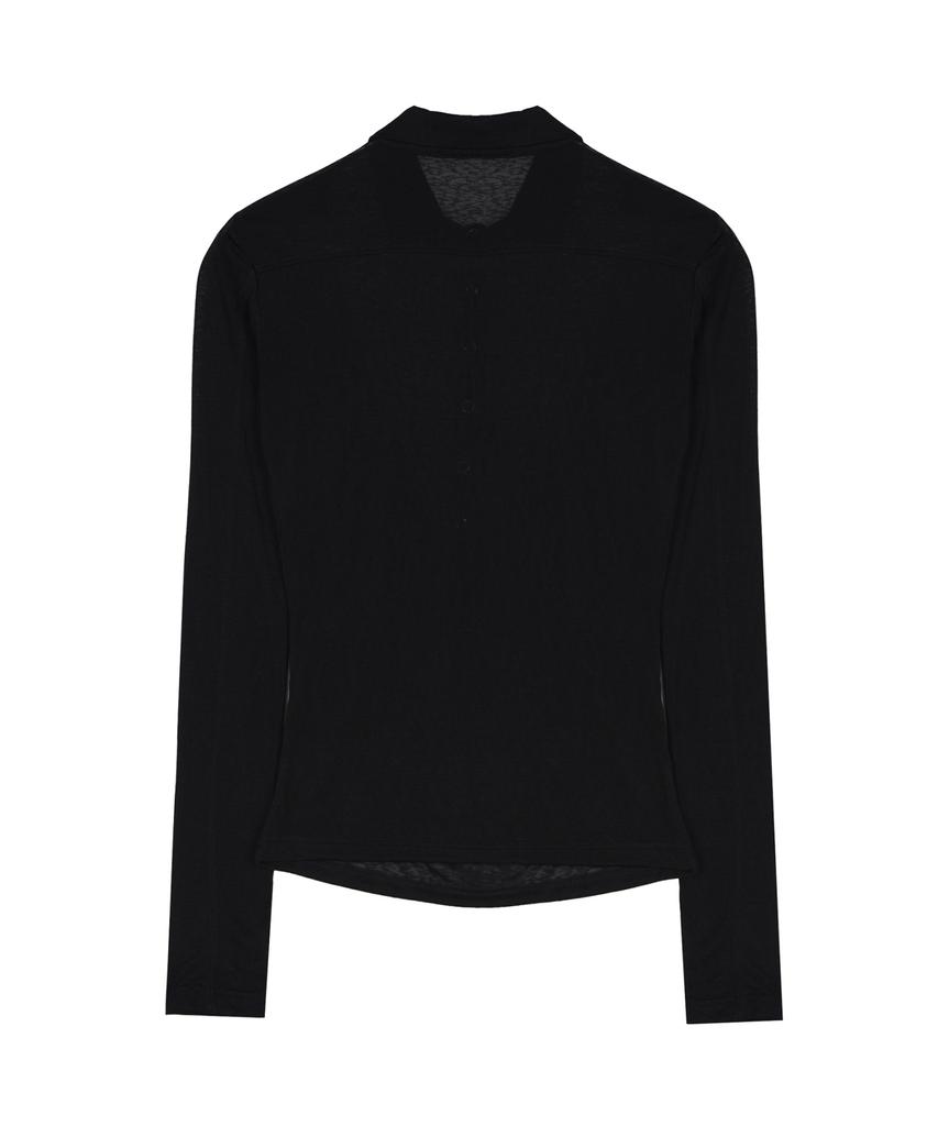 Nigaennikol Drape Collar Slim Top_Black