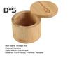 Bamboo Salt Cellar with Magnetic Swivel Lid Round Salt Box for Storing Salt Pepper Sugar Herbs Functional Spice Container Storage Tank