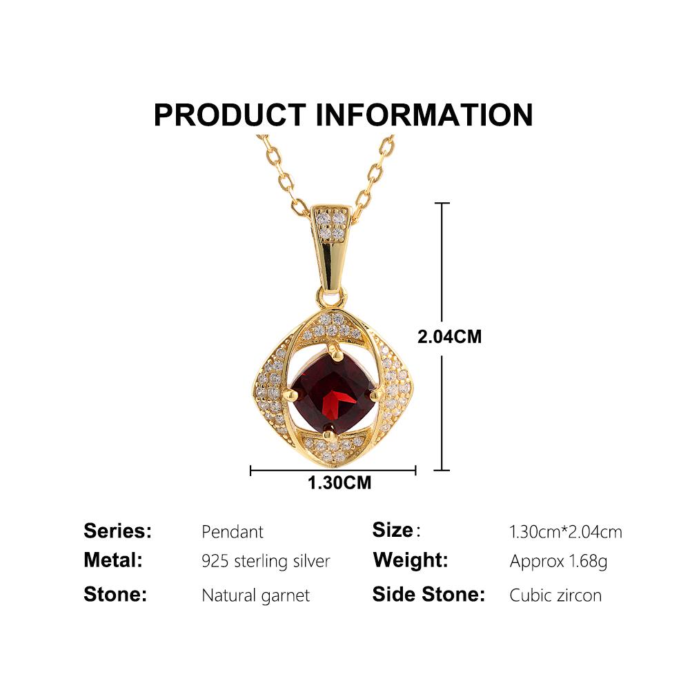 Light Luxury Natural Garnet Gemstone Jewelry Set S925 Silver Pendant Necklace Earring Fine Jewelry Women's Anniversary Gifts