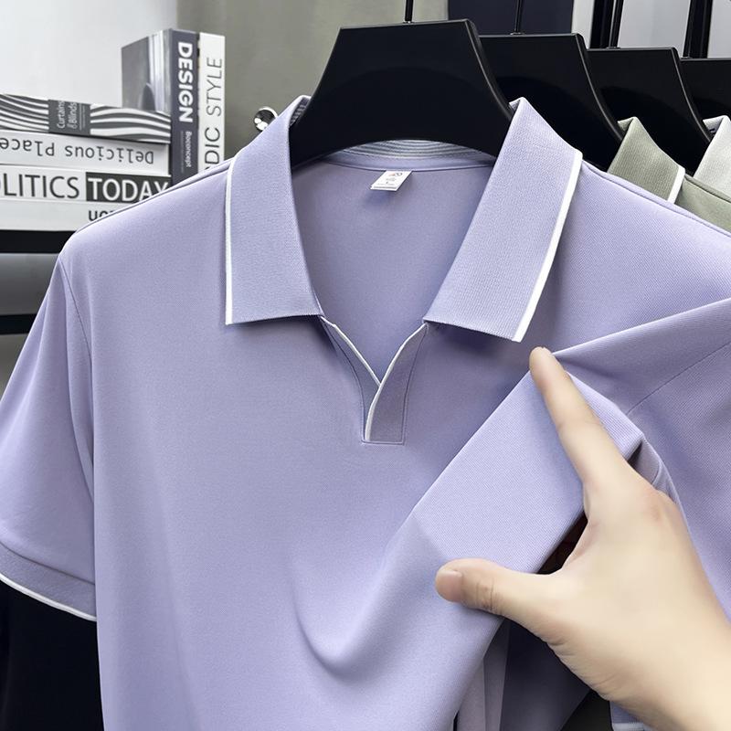 Nouveau polo d'été pour homme à manches courtes, couleur unie, respirant, T-shirt décontracté