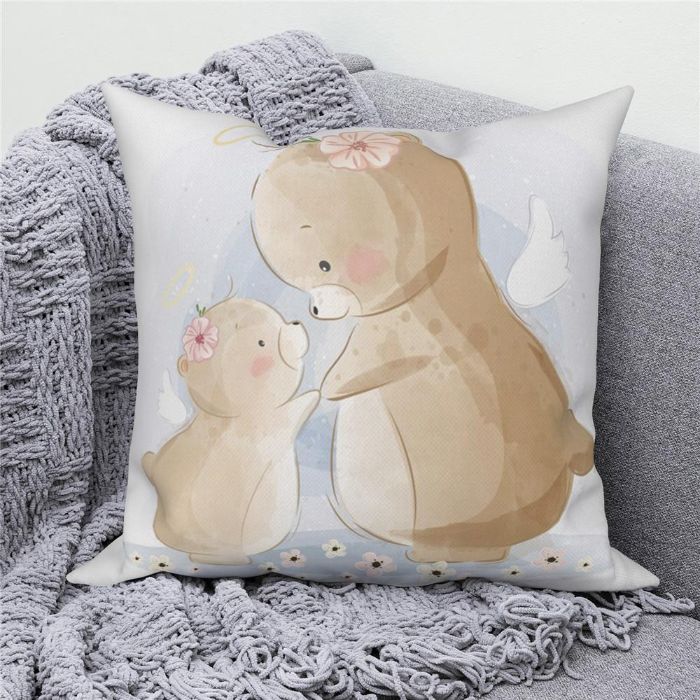 White Throw Pillow Cover Home Decor Sofa Decorative   Cartoon Animal Cushion