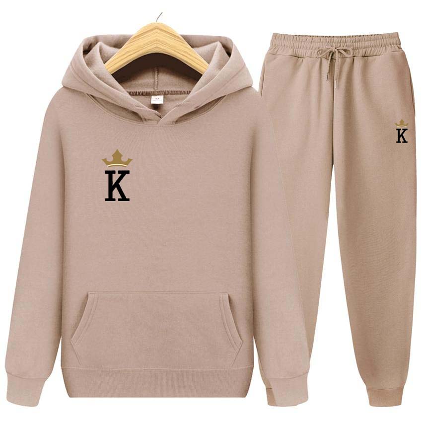 Tracksuit 2 Pieces Set Unisex Hoodies Fleece Sweatshirt+Pants Suit Hoodies Jogger Hoodies Set K Print Long Sleeve Hoodie Jogging