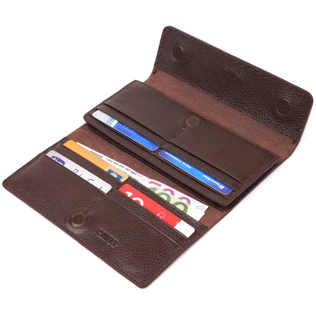 Вместительный Женский кошелек из натуральной кожи CANPELLINI Wallet 21660 Коричневый