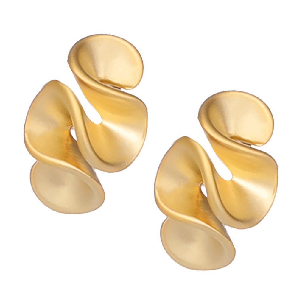 Fashion Ruffle Studs Earrings Statement Earring Copper Texture Ear Studs Ears Accessory Present for Woman and Girls