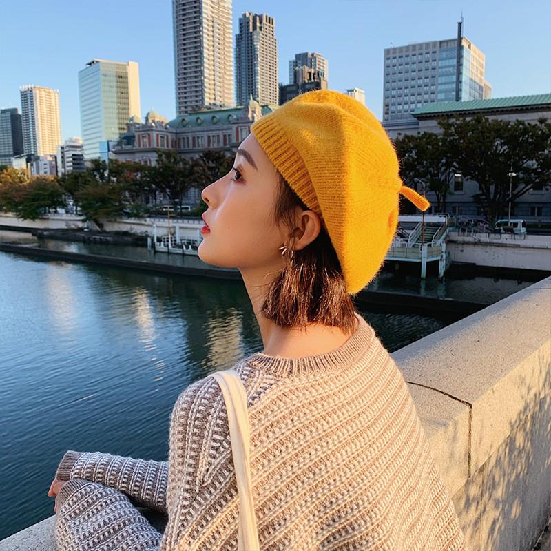 Knit Stylish Youthful Beret For Women Cozy And Warm Vintage Hat