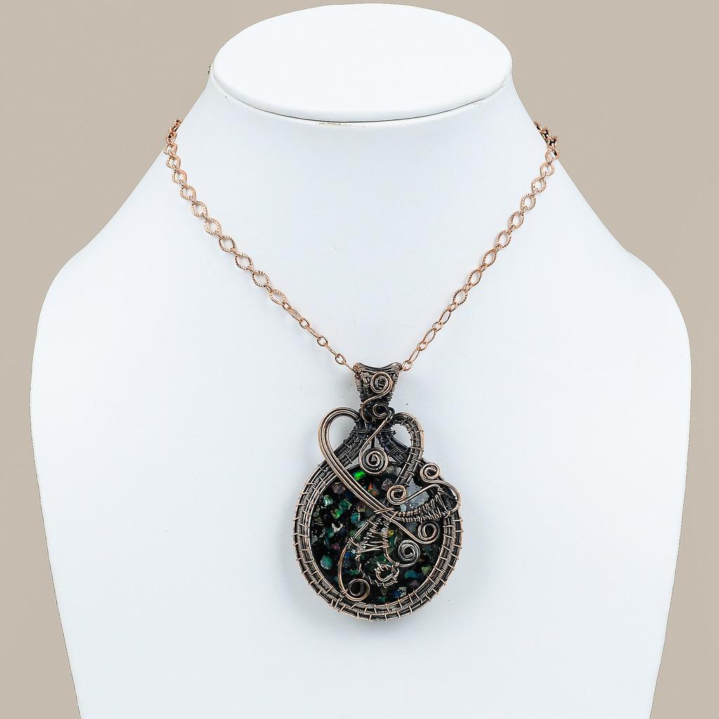 Australian Triplet Opal Handmade Copper Wire Wrap Pendant 2.91" S2j77
