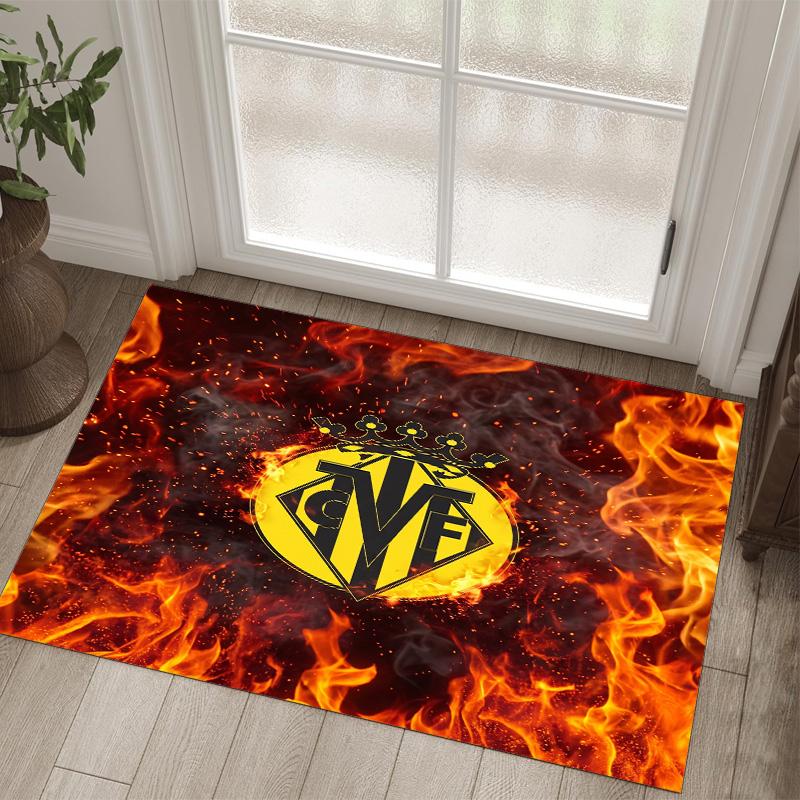 Villarreal FC Design Kristall Samt Teppich Gemütlich Nicht?Rutschfester Teppich mit Aufdruck für Schlafzimmer Wohnzimmer Eingang