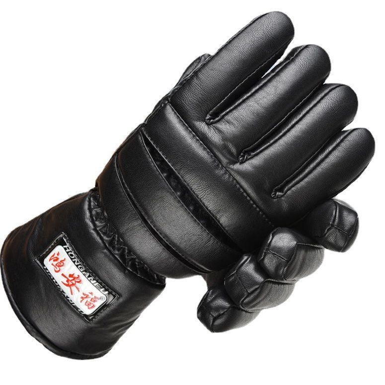Warm Gloves In Autumn and Winter Thickened PU Outdoor Riding Gloves for Men Riding Motorcycles and Laughing Big Cotton Gloves