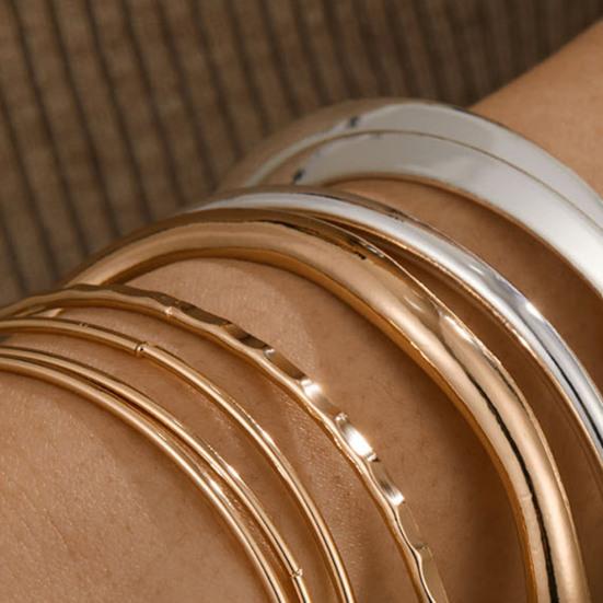 7 Pcs Gold Silver Bangle Bracelet Set for Women Multi Layer Stackable Cuff Bracelets Minimalist Boho Bangle Jewelry Gift for Her