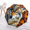 1 PC Automatic Folding Umbrella - Wolf Head Pattern, Portable & Foldable Design with 8 Ribs, Christmas Birthday Gifts