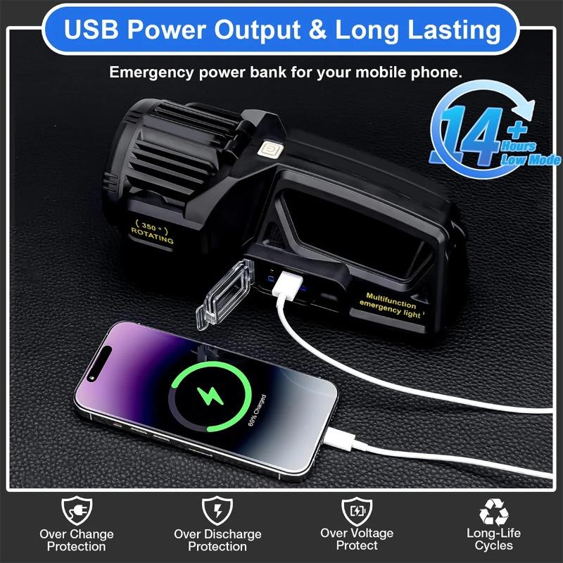 P50 Solar Charging Portable Powerful LED Flashlight Handheld Searchlight USB Rechargeable Spotlight Waterproof Torch Light