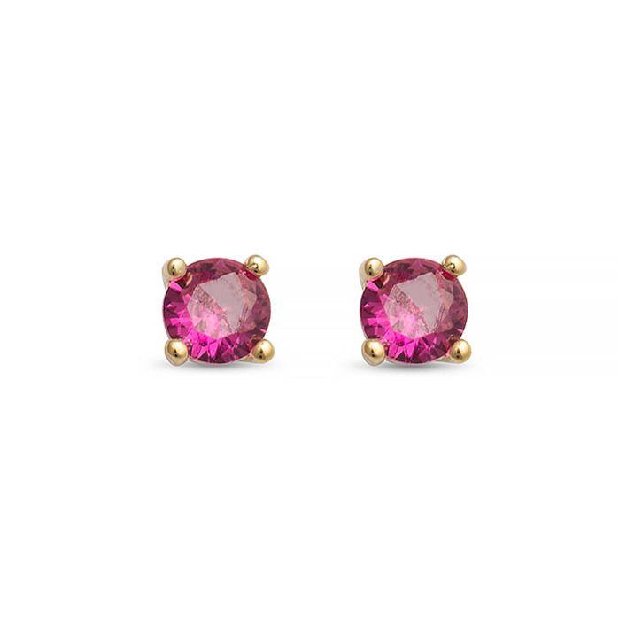 Boucles d'oreilles - Luxenter - Otieno - Argent 925 - Zirconium rubis - Or 18K