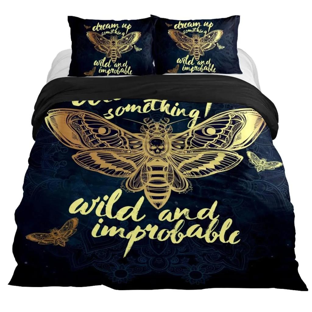 Lucifer Morningstar Satanic Duvet Cover Set Satanic Bedding Set Full Size Queen Size,Gothic Skull Bedspreads Comforter Cover Set