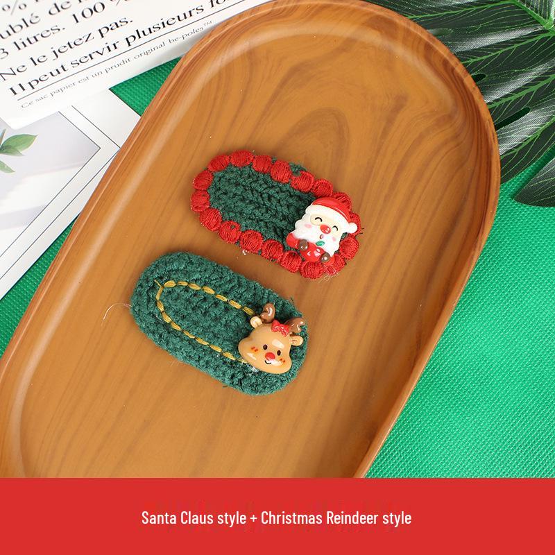 Handmade Knitted Christmas Hair Clips: Cute Santa Claus & Snowman Accessories for Adults and Kids