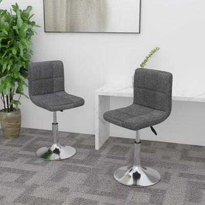 Vidaxl Swivel Dining Chairs, 2 Pcs, Dark Grey, Fabric Upholstered
