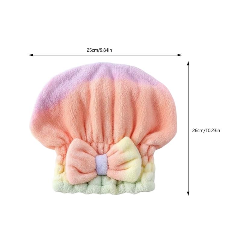 Pack of 2 Super Soft Corals Fleece Bath Cap Rainbow Gradients Fast Drying Elastic Hair Towel Wrap Turban for Women