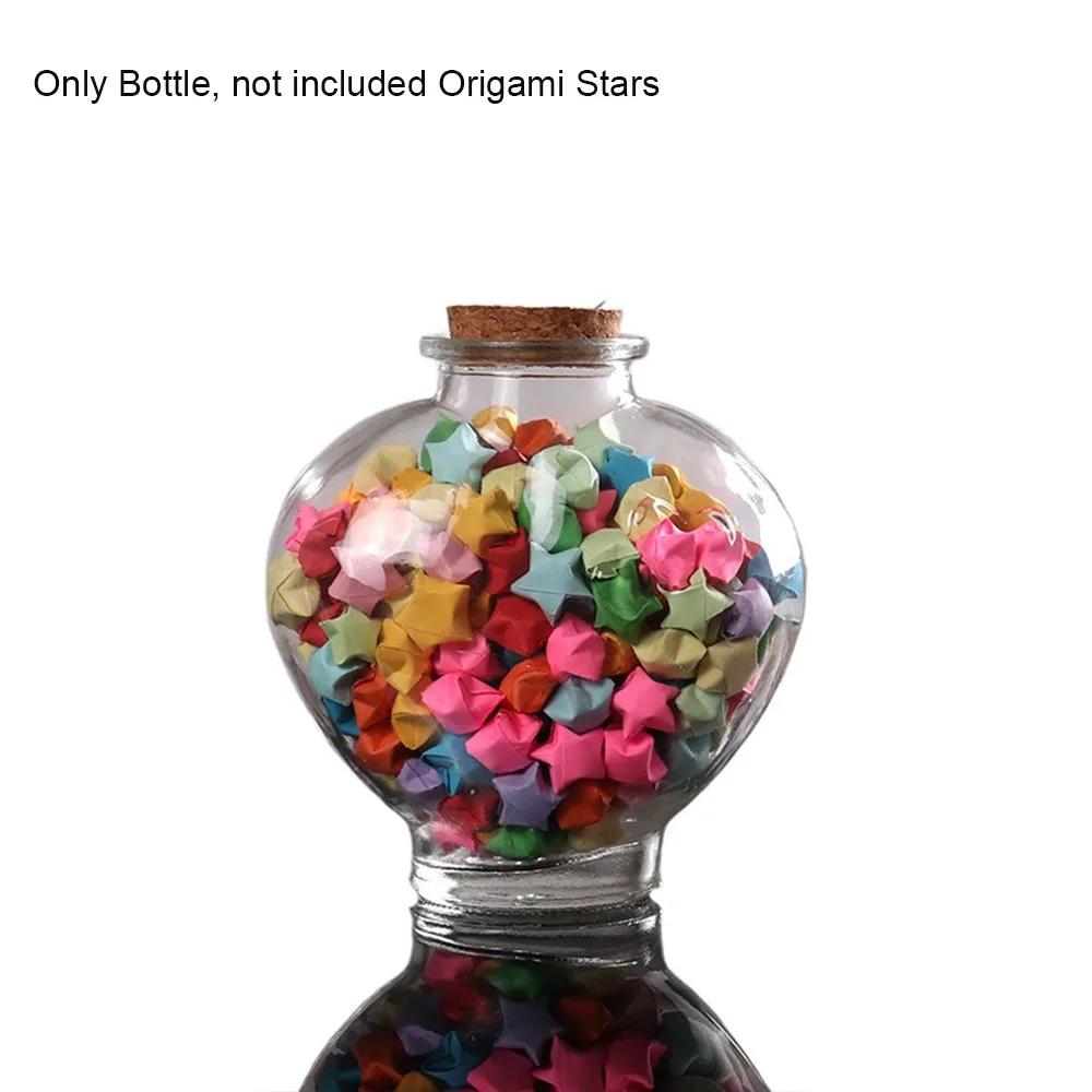 Creative Clear Origami Stars Glass Bottle Peach Heart Shape Craft Wishing Bottle Storage Bottle for Home Chirstmas Party Favors