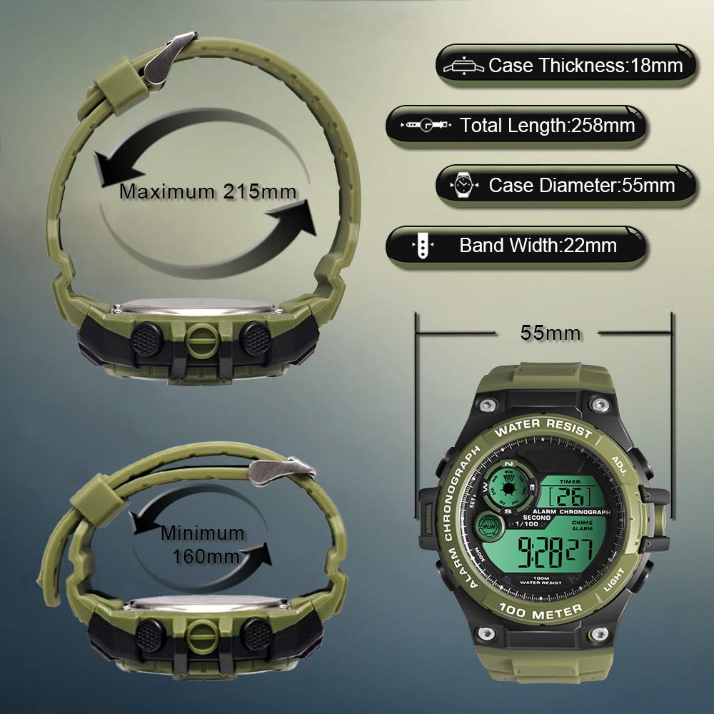 Multi-function 10 ATM Water Resistant Men's Watch, Perfect for Swimming, Diving, and Surfing, with Alarm, Calendar, Stopwatch, Dual Time, and 12-hour