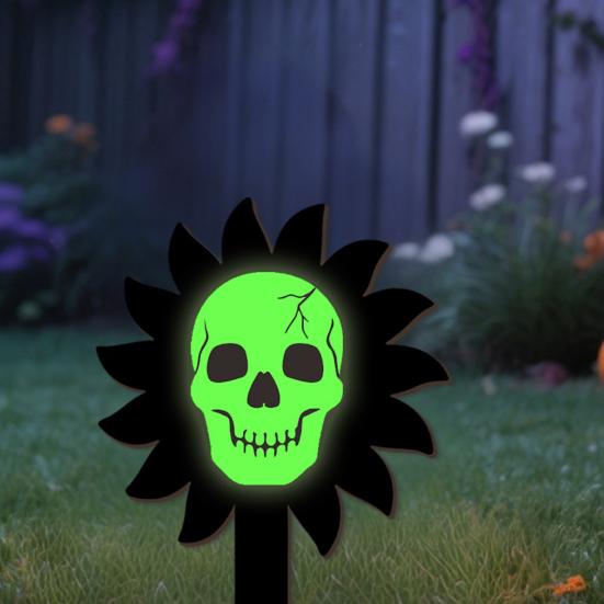 Halloween Yard Stakes Luminous Skeleton Decorative Garden Stakes Wooden Halloween