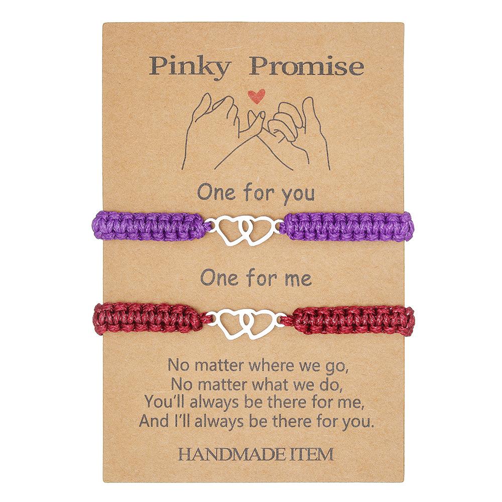 a pair of love girlfriend bracelets, couple friendship woven hand ropes, adjustable matching gift card jewelry batches