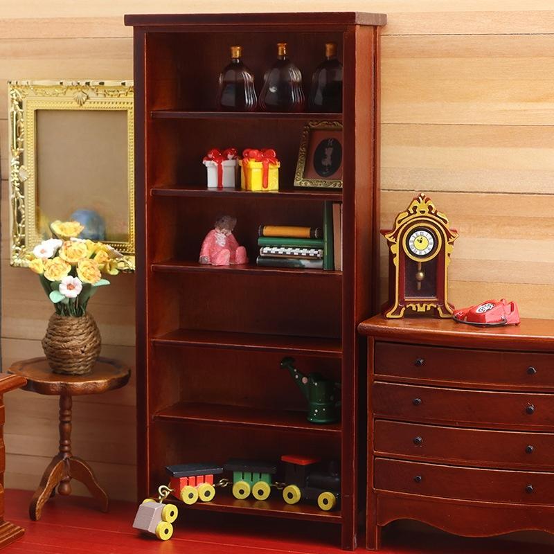1Pcs Mini Furniture Wooden Crafts Storage Cabinet Bookcase 1: 12 Dollhouse Miniature Porch Swing Garden Decor Accessories