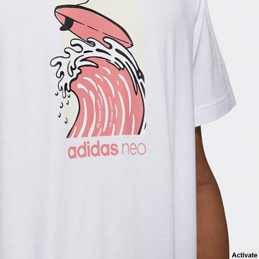 Adidas Neo Surf Print Sport Round Neck T-Shirt Men Tops White GS2581