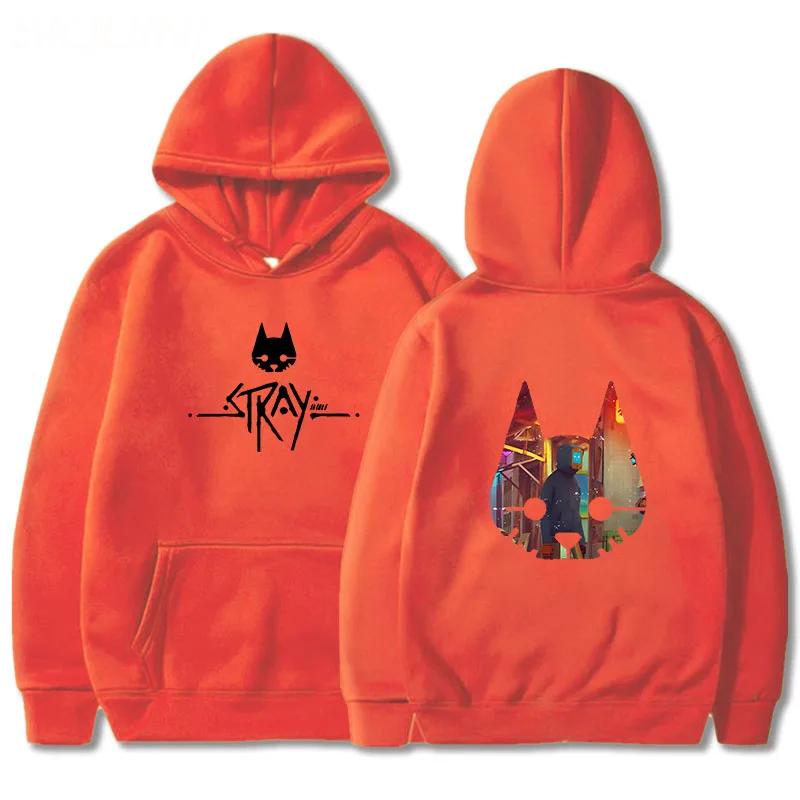 Stray Game Cat  Anime Hoodie Hot Game Printing Clothes Men Winter Fleece Pullover Tops Oversized Sweatshirts