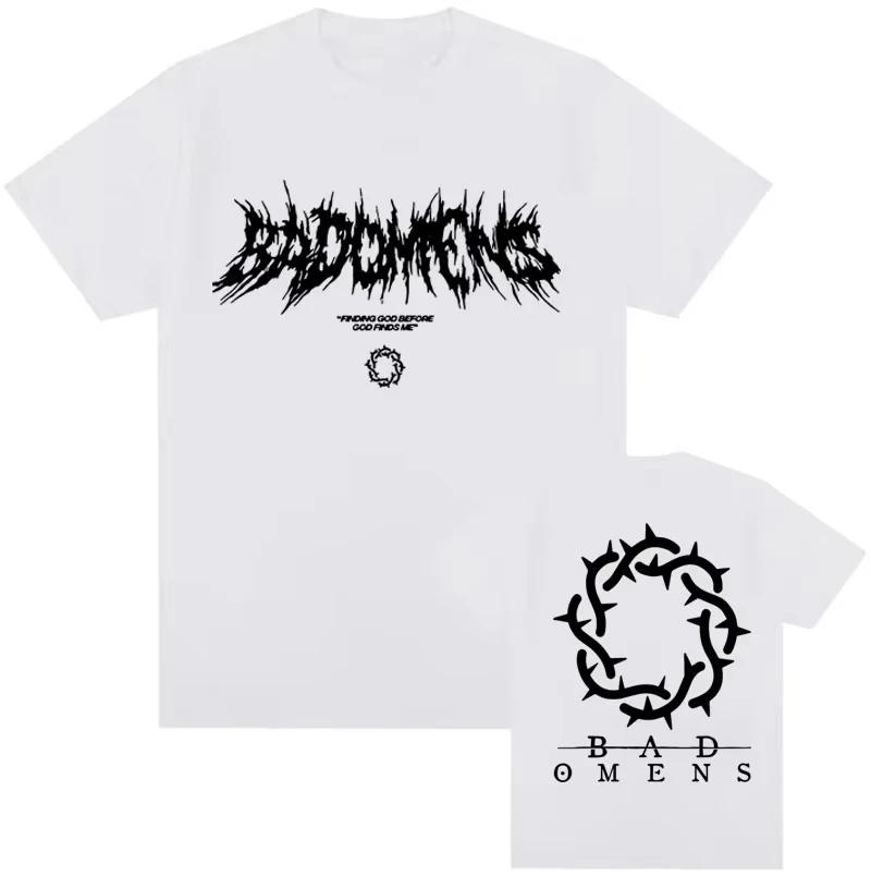 Funny Bad Omens Band Logo Graphic T Shirt Men Women Hip Hop Fashion Vintage T Shirts Male Casual Oversized Short Sleeve T-shirt