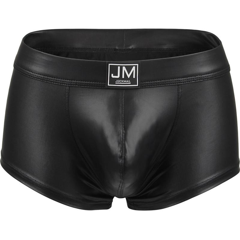 Boxer JOCKMAL Materiale Similpelle con Superficie Riflettente Lucida Moda Sexy Boxer da Uomo Club Party Pantaloncini da Uomo Mutande
