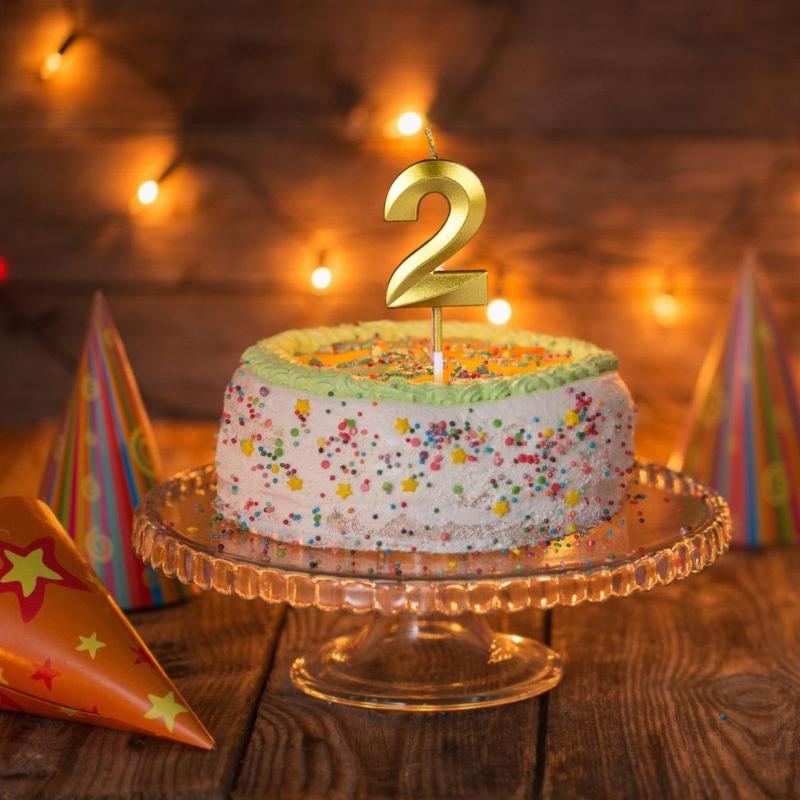 Gold Color Birthday Cake Candle Smokeless Not Toxic Wax Decorative Number Digits 0 to 9 For Celebration