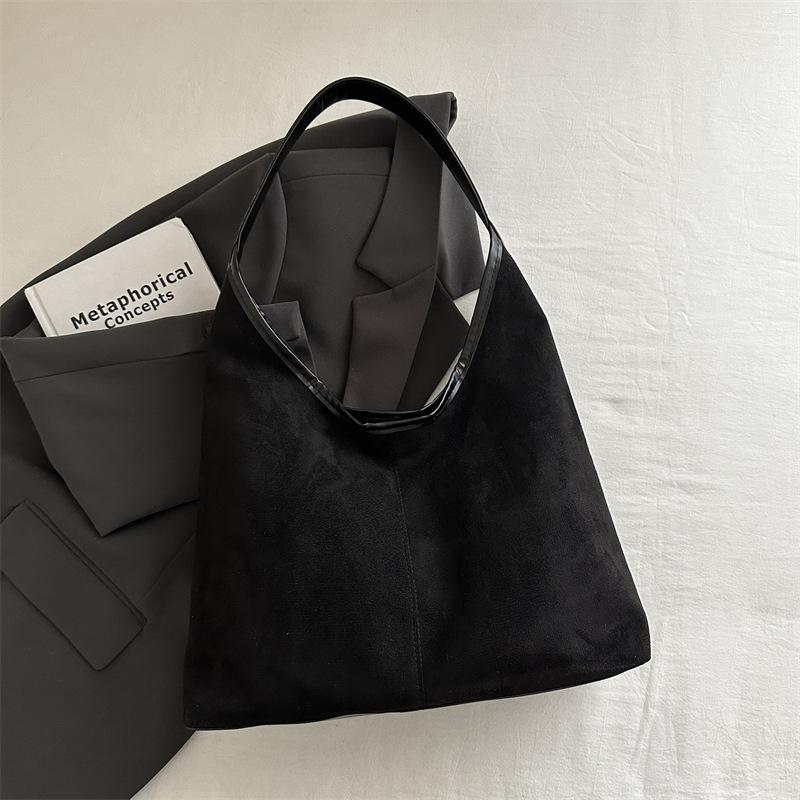 Retro Vintage Commuter Shoulder Bag Large Capacity Minimalist Casual Tote Bag чёрный