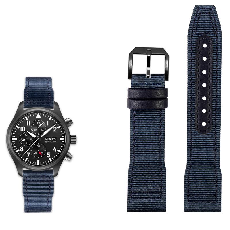 Klasyczny 20/21/22mm Wysokiej jakości nylonowy pasek do zegarka ze skóry cielęcej Pasuje do IWC Pilot SPITFIRE MARK18 Portofino TOP GUN IW389101 Pasek do zegarka
