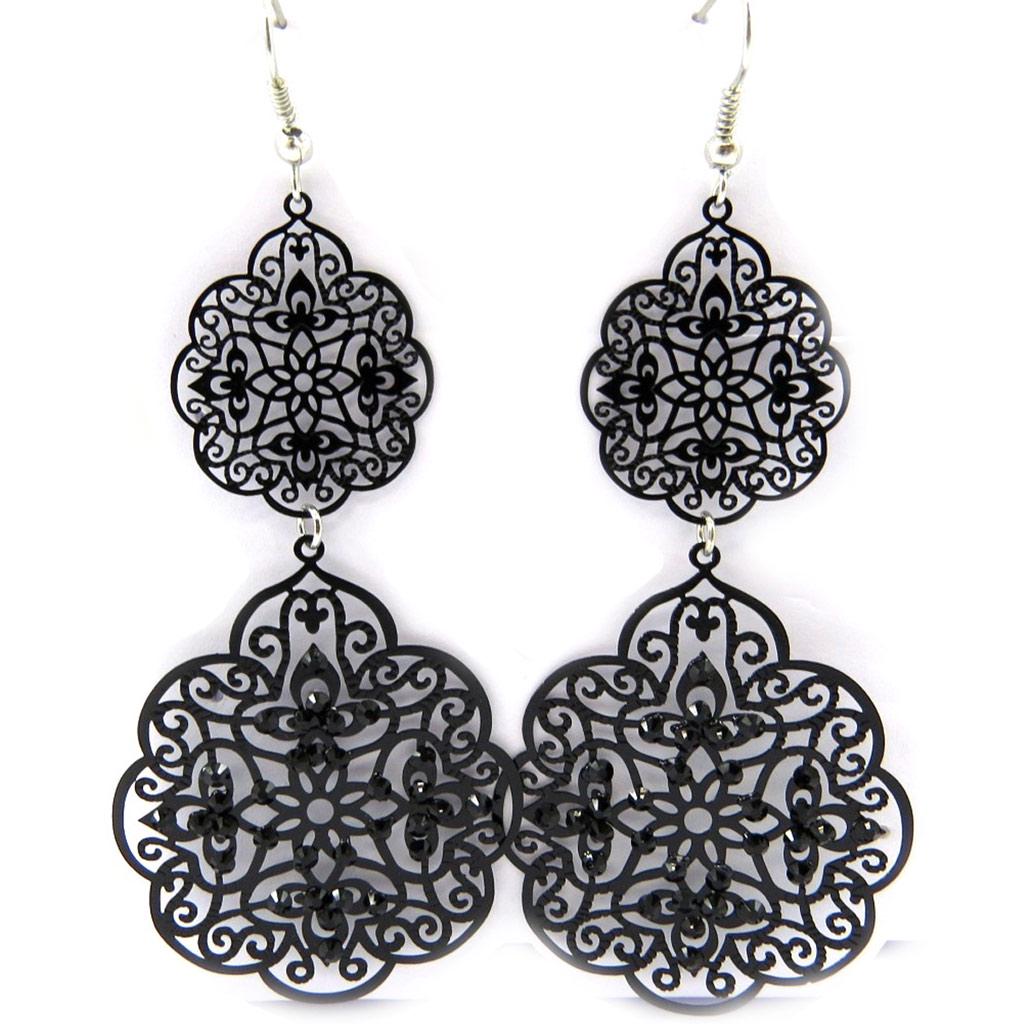 Les Trésors De Lily [L6404] - Black 'Carmen' Earrings