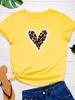 Leopard Heart Print Women T Shirt Short Sleeve O Neck Loose Women Tshirt Ladies Fashion Tee Shirt Tops Clothes Camisetas Mujer