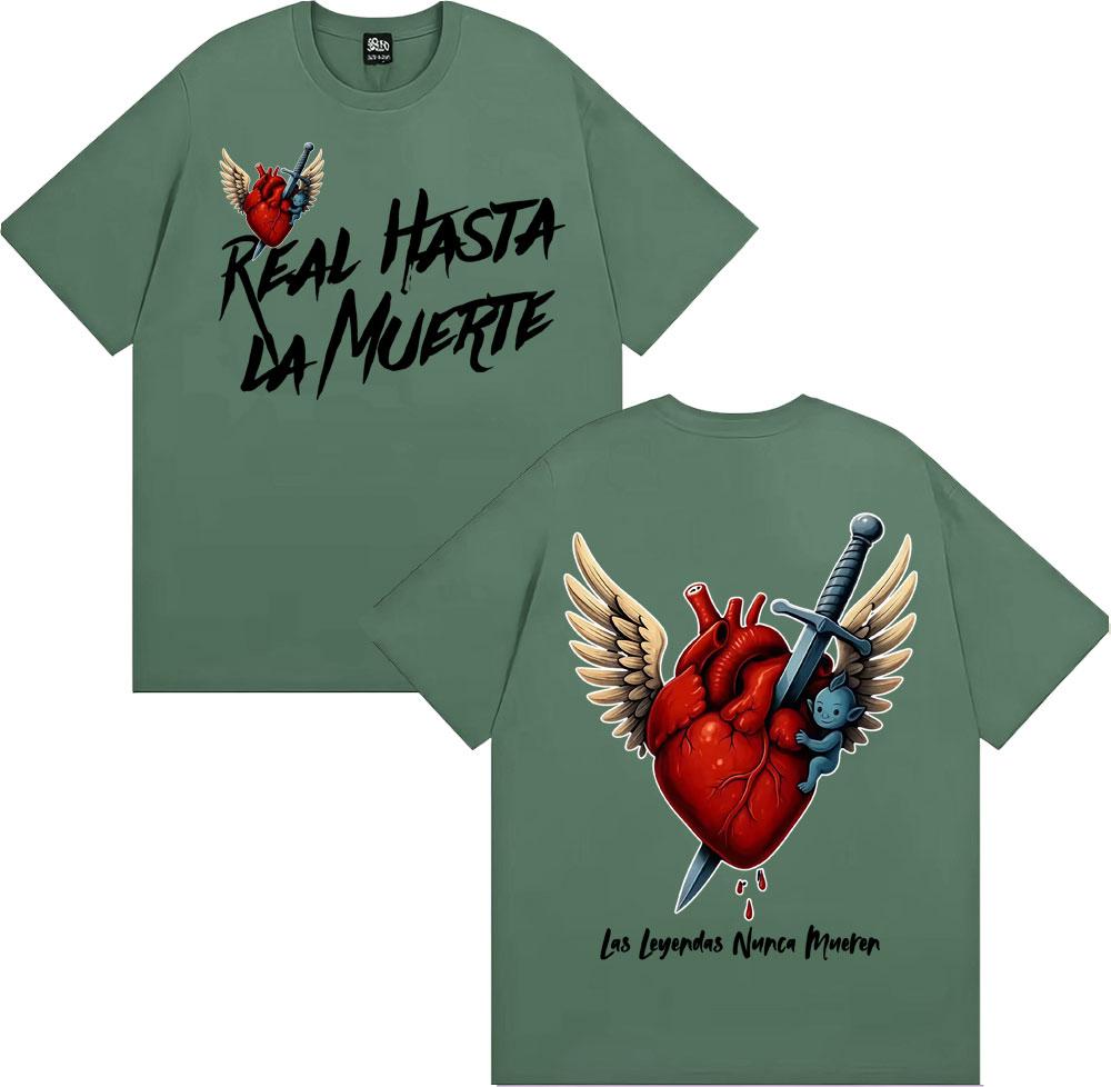 

Anuel AA Rhlm 2 Real Hasta La Muerte Heart T Shirt Men Women Fashion Retro Short Sleeve Tshirts Cotton ONeck Oversized Tshirt 4XL