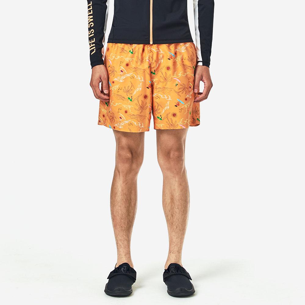 BARREL Men'S Tropical Surfer Part-Length Water Shorts Orange (B4Smwbs105Org)