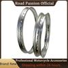 6061 Aviation Aluminum F & R Motorcycle Black / Silver Rims Wheel Circle 2.15x18 1.60x21 36 Spoke Holes High Strength Black