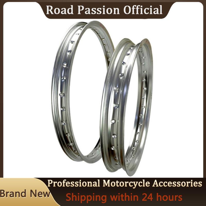 6061 Aviation Aluminum F & R Motorcycle Black / Silver Rims Wheel Circle 2.15x18 1.60x21 36 Spoke Holes High Strength Black