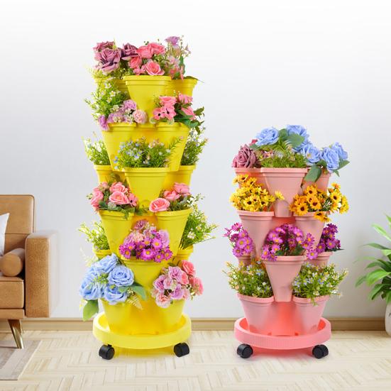 Multi Tier Vertical Planter Boxes Large Deep Flowerpots Easy to Install And Move Green Wall Decoration for Indoor Outdoor Gardening Balcony