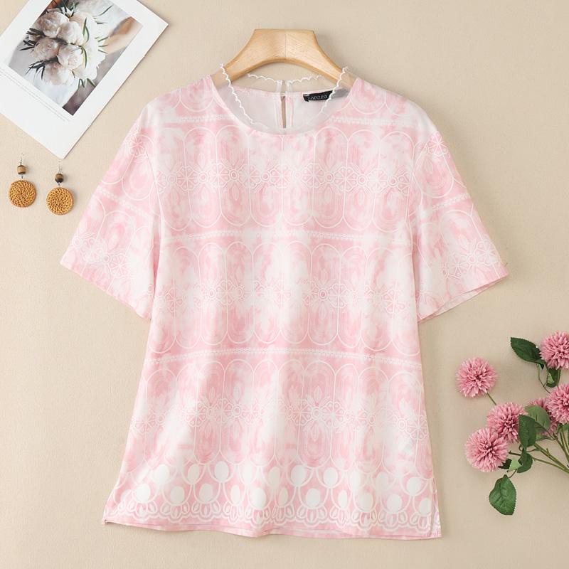 ZANZEA Women Summer Round Neck Casual Short Sleeve Blouse